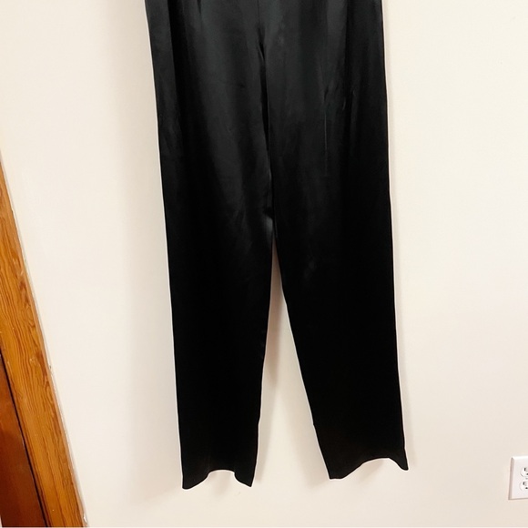 Cinq a Sept Alexi Black Satin Pants Size 4 Straight Leg High Rise Side Zip - Picture 5 of 15